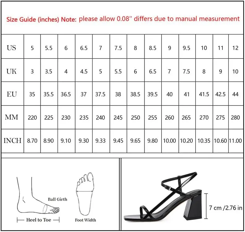 Modatope Women's Chunky Heel Square Toe Sandals - Red