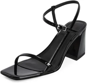 Modatope Women's Chunky Heel Square Toe Sandals - Red