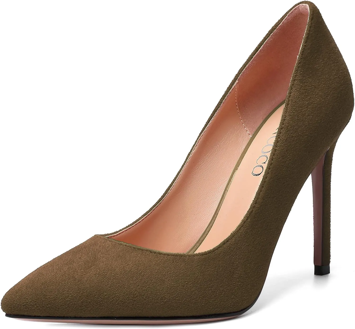 MODENCOCO Womens Wedding Sexy Pointed Toe Slip On Suede Party Stiletto High Heel Pumps Dress Shoes 4 Inch