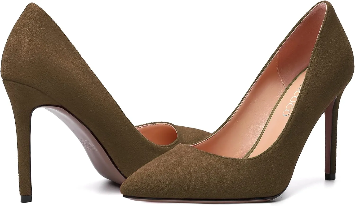 MODENCOCO Womens Wedding Sexy Pointed Toe Slip On Suede Party Stiletto High Heel Pumps Dress Shoes 4 Inch