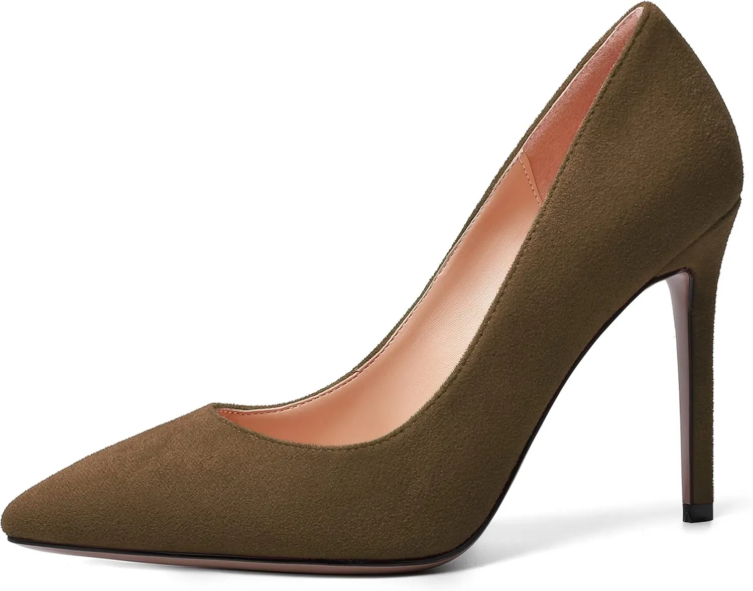 MODENCOCO Womens Wedding Sexy Pointed Toe Slip On Suede Party Stiletto High Heel Pumps Dress Shoes 4 Inch