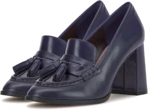 MOOMMO Women Chunky Block High Heel Tassel Loafers Pumps Round Closed Toe Slip On Dress Loafers Shoes Fringe 3 Inch Heels Office Shoes Matte Leather for Ladies Formal Work Wedding Party 4-11 M US