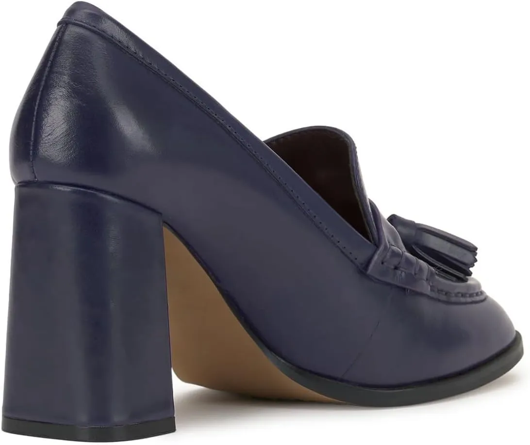 MOOMMO Women Chunky Block High Heel Tassel Loafers Pumps Round Closed Toe Slip On Dress Loafers Shoes Fringe 3 Inch Heels Office Shoes Matte Leather for Ladies Formal Work Wedding Party 4-11 M US