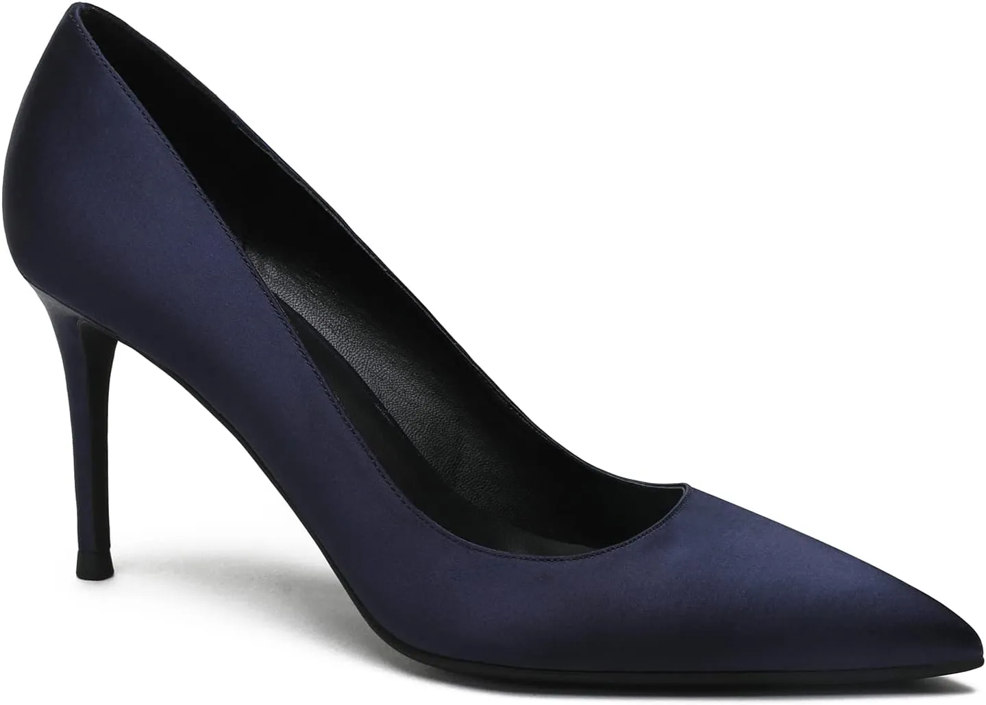 MOOMMO Women Classic High Heels Pumps Shoes Pointed Toe Slip On Satin Heels Stiletto Dress Shoes Pointed Closed Toe 3" Kitten Heel Sandals Office Ladies Bridal Wedding Party Formal Basic 4-13 M US