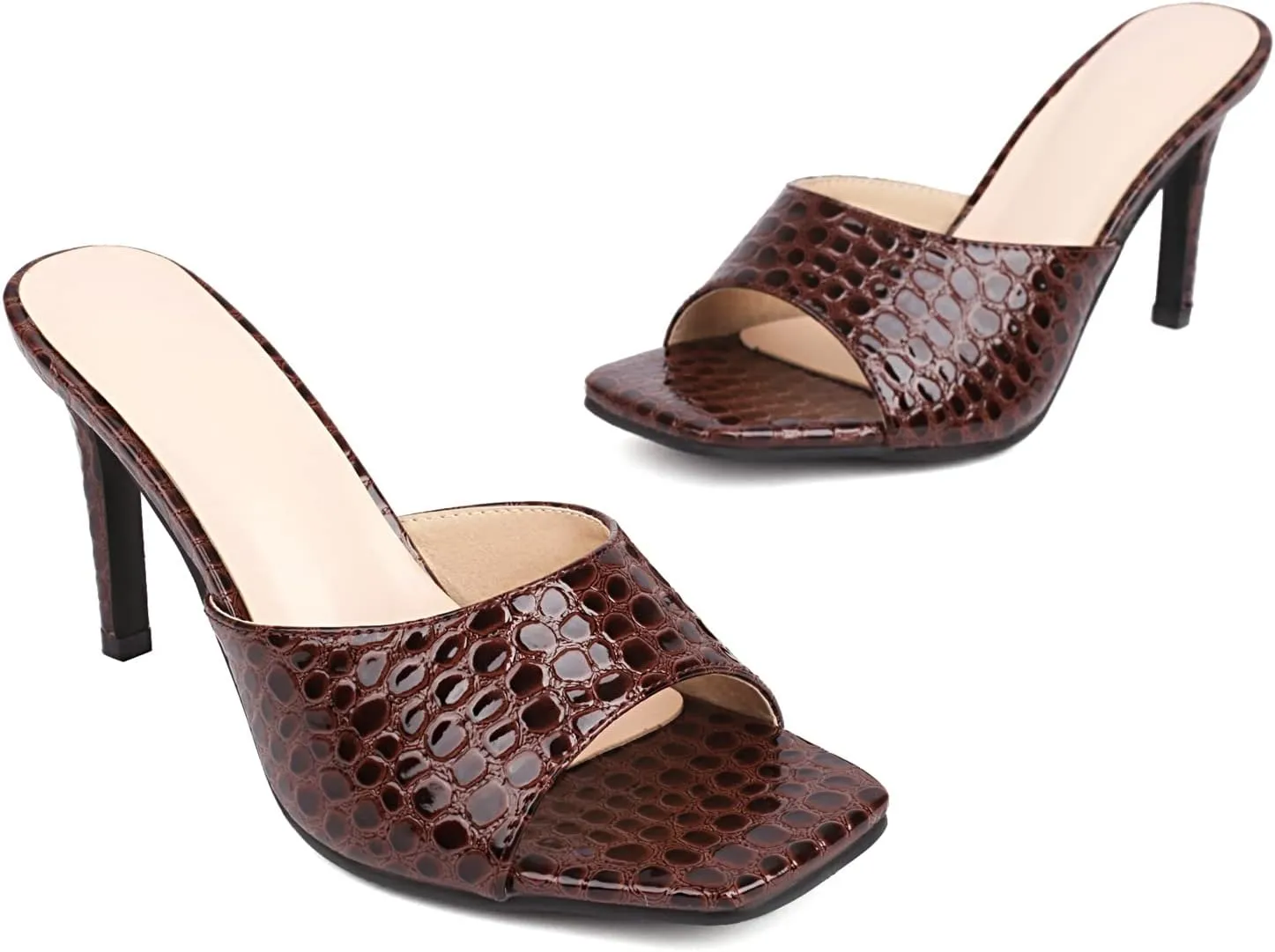 MRKEWUNEY Fashion Women Stiletto Heel Mules Sandals
