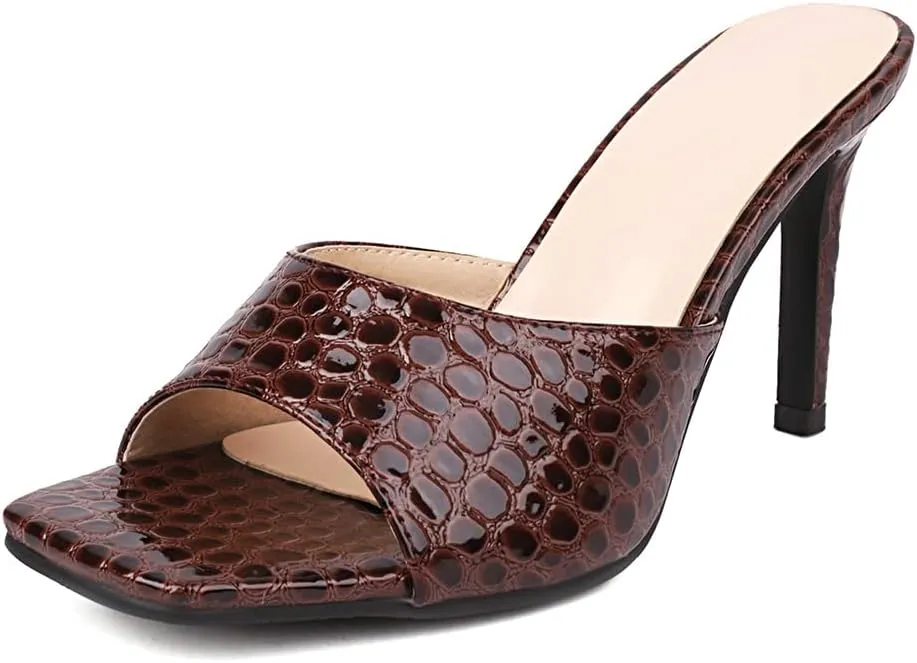 MRKEWUNEY Fashion Women Stiletto Heel Mules Sandals