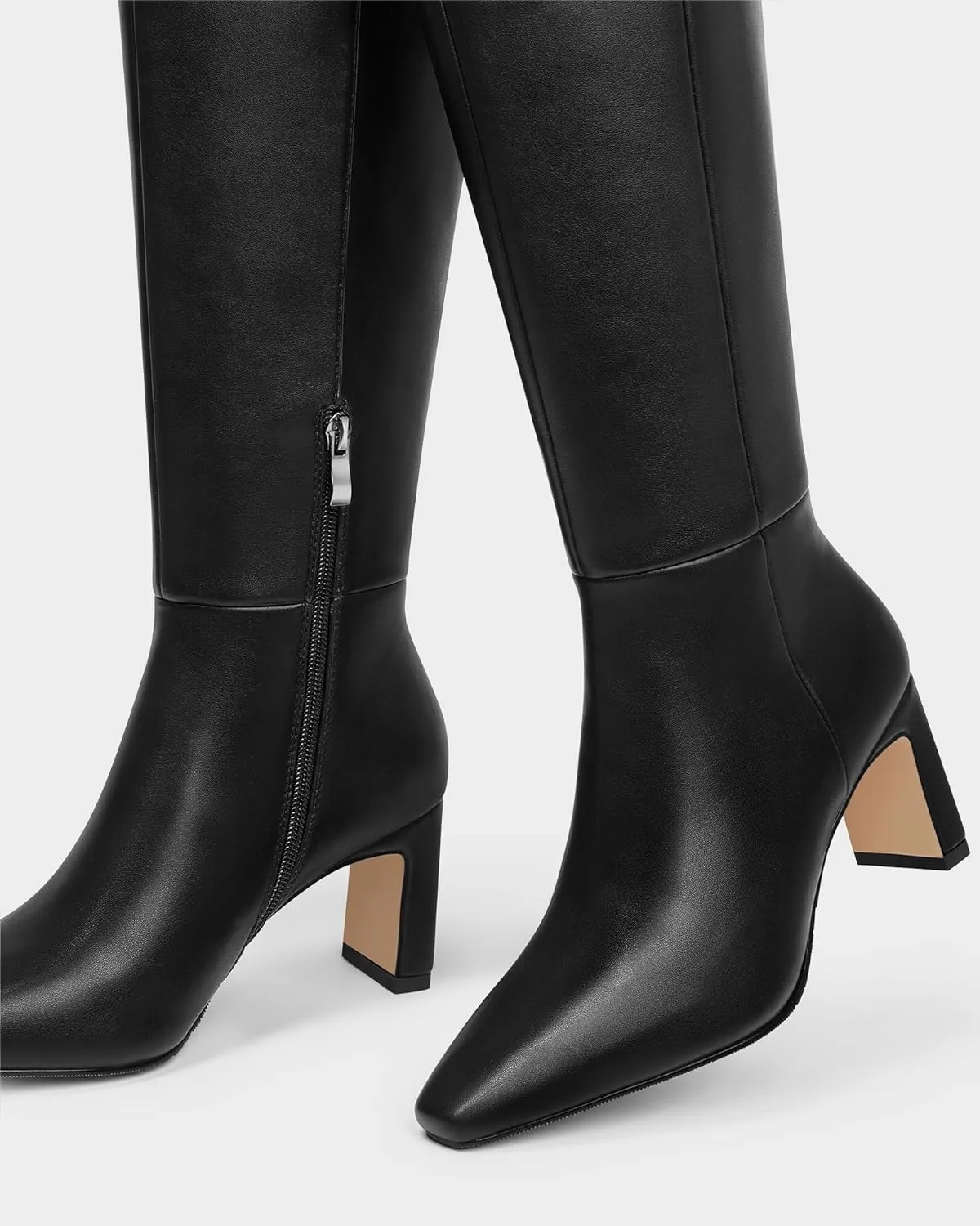 MUCCCUTE Knee High Boots for Women Tall Boots Chunky Heel Square Toe with Side Zipper Pull On Fall Long Boots