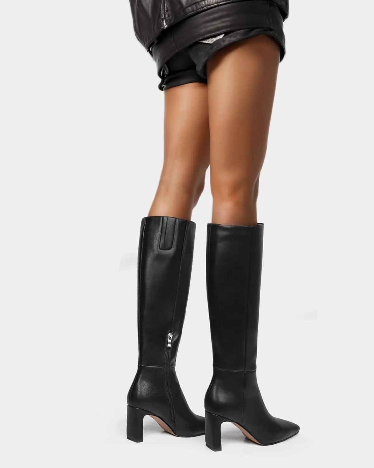 MUCCCUTE Knee High Boots for Women Tall Boots Chunky Heel Square Toe with Side Zipper Pull On Fall Long Boots