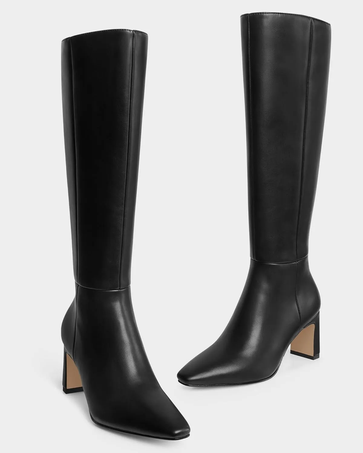 MUCCCUTE Knee High Boots for Women Tall Boots Chunky Heel Square Toe with Side Zipper Pull On Fall Long Boots