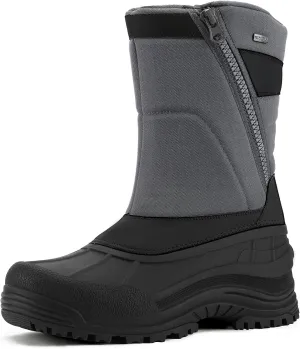 mysoft Men's Winter Snow Boots Mid Calf Waterproof Insulated Fur Lined Warm Anti-Slip Zip Boot
