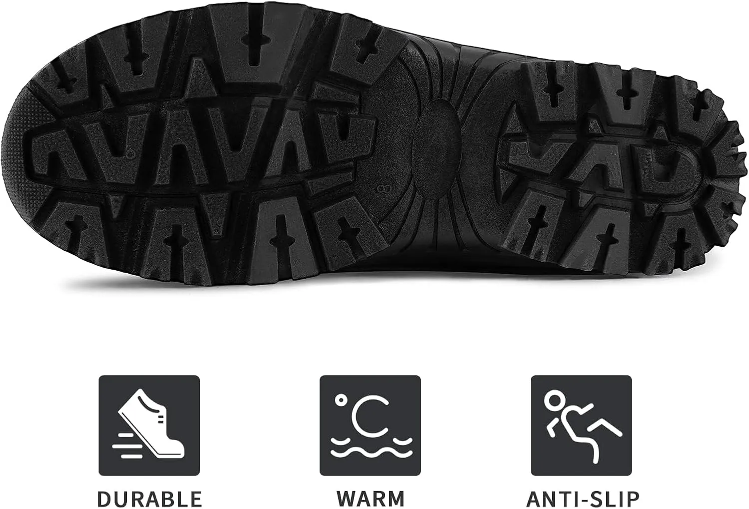 mysoft Men's Winter Snow Boots Mid Calf Waterproof Insulated Fur Lined Warm Anti-Slip Zip Boot