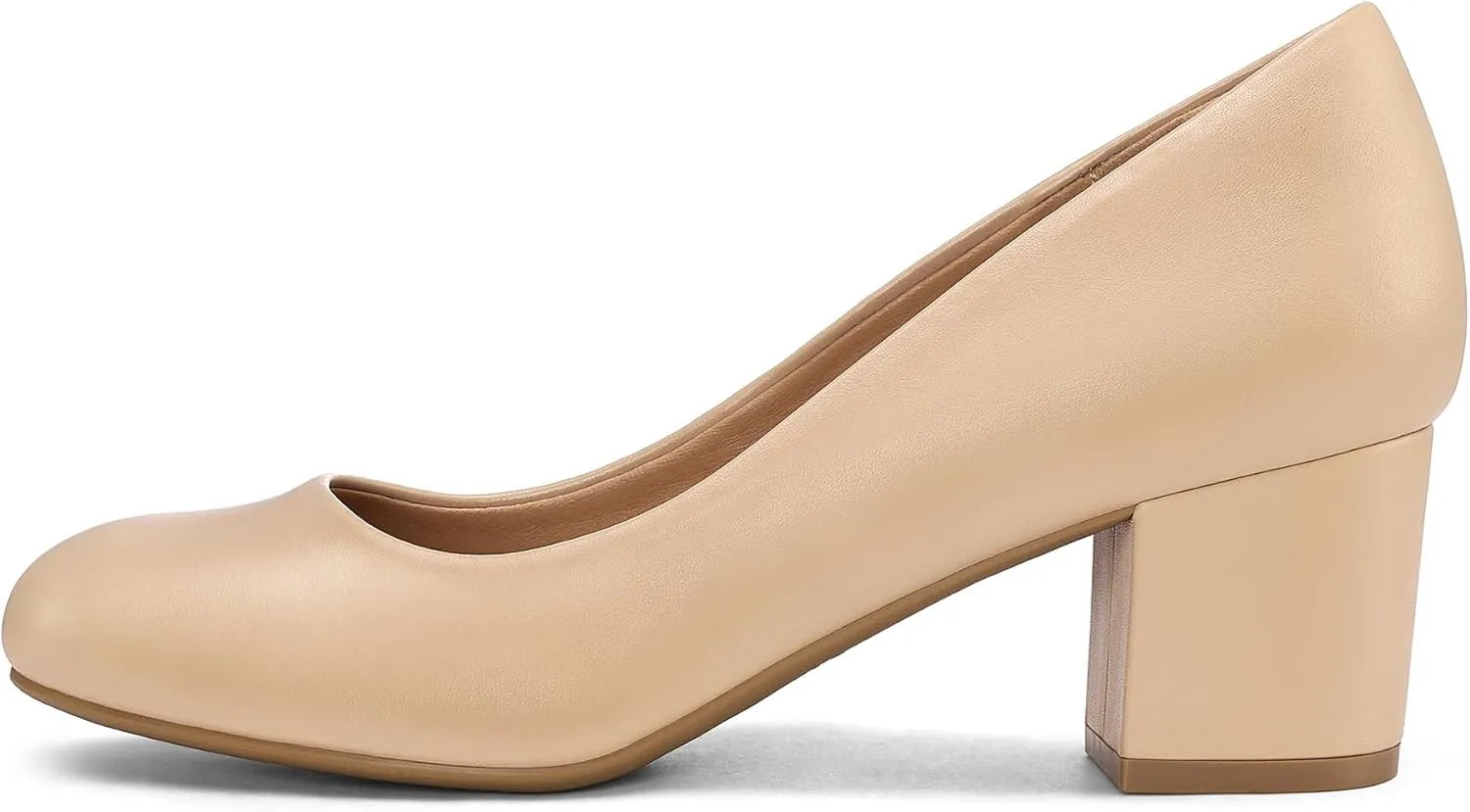 mysoft Women's Pumps Low Chunky Block Heel Round Toe Comfortable Dress Shoes