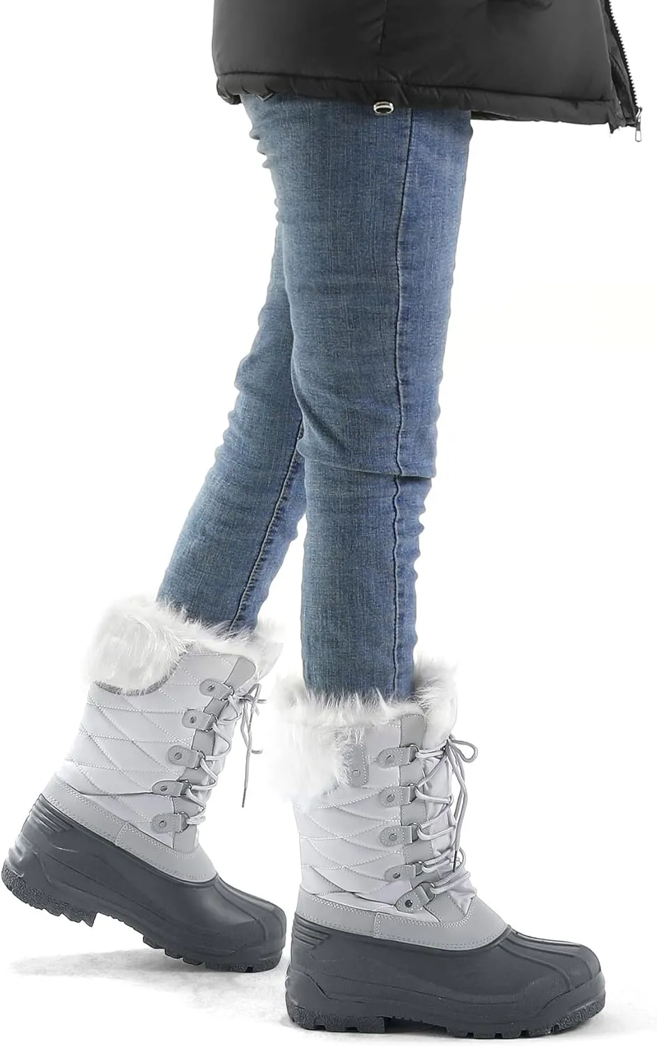 mysoft Women's Snow Boots Warm Insulated Faux Fur Lined Waterproof Mid-Calf Winter Boots