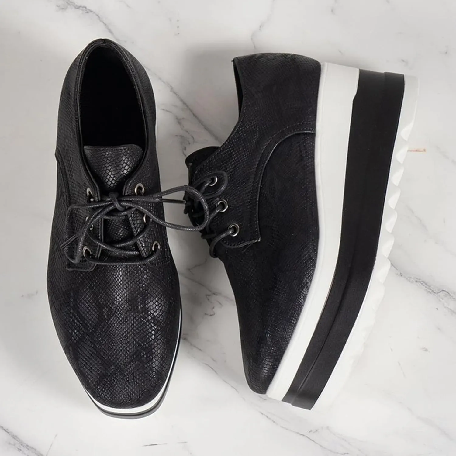 New Women's Round Toe Lace Up Platform Platform Shoes Casual Shoes Women 9