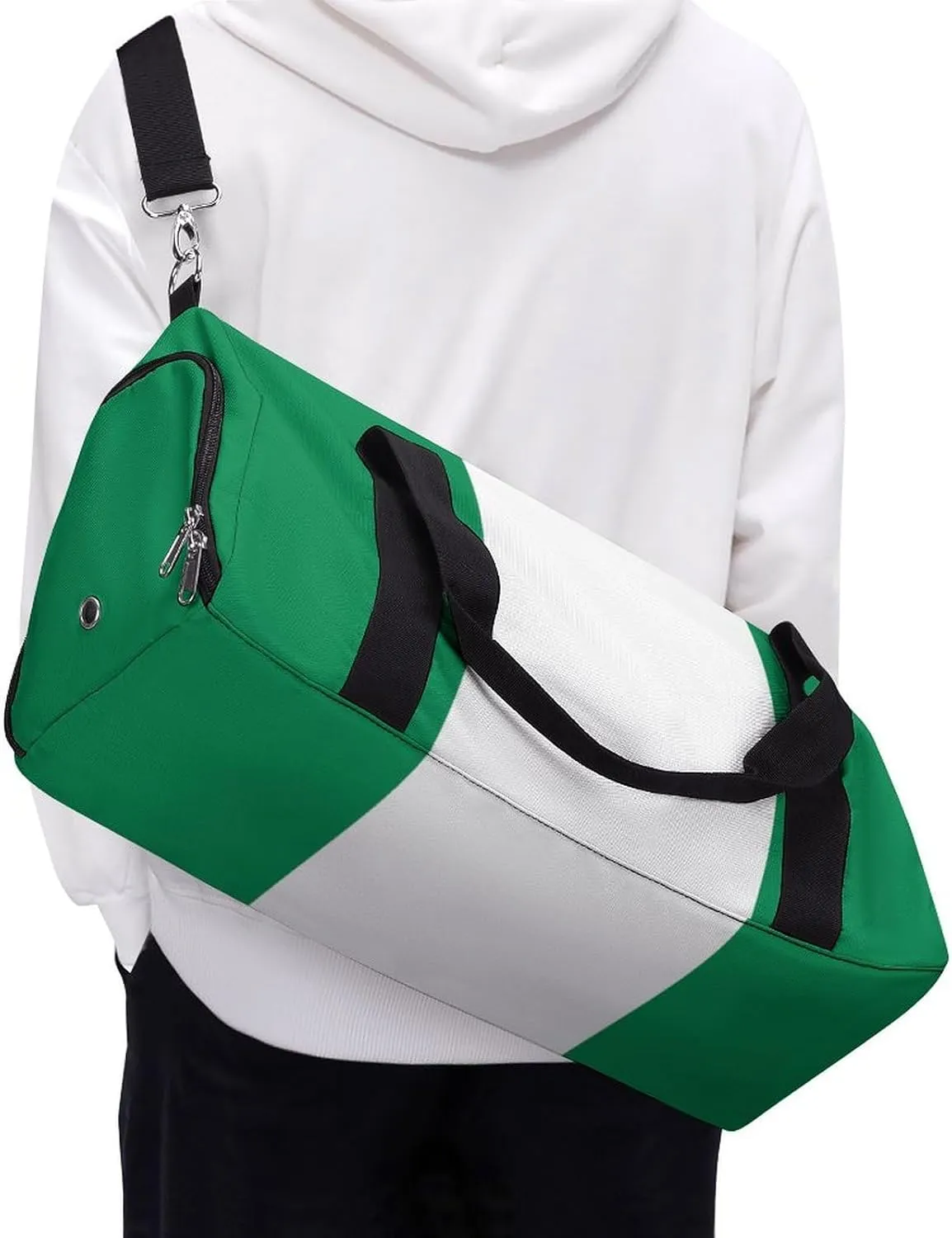 Nigeria Flag Duffle Bag with Shoe Compartment Lightweight Waterproof Gym Bag for Travel Yoga