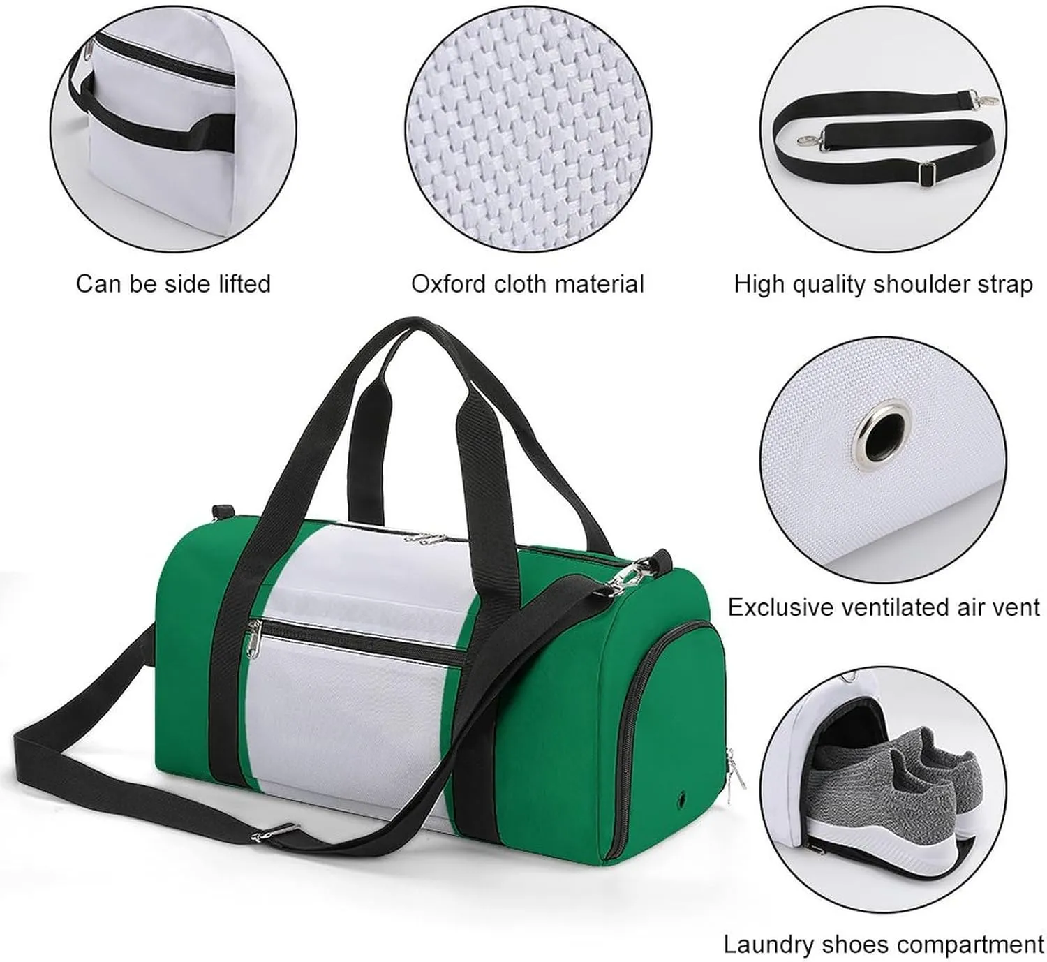 Nigeria Flag Duffle Bag with Shoe Compartment Lightweight Waterproof Gym Bag for Travel Yoga