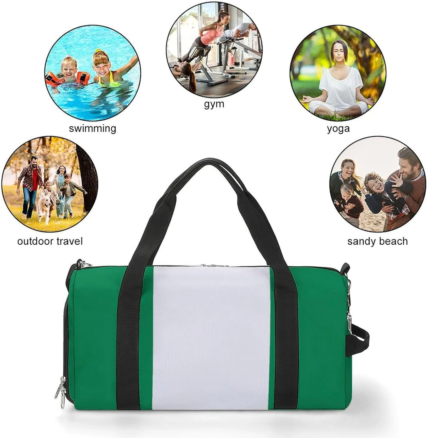 Nigeria Flag Duffle Bag with Shoe Compartment Lightweight Waterproof Gym Bag for Travel Yoga
