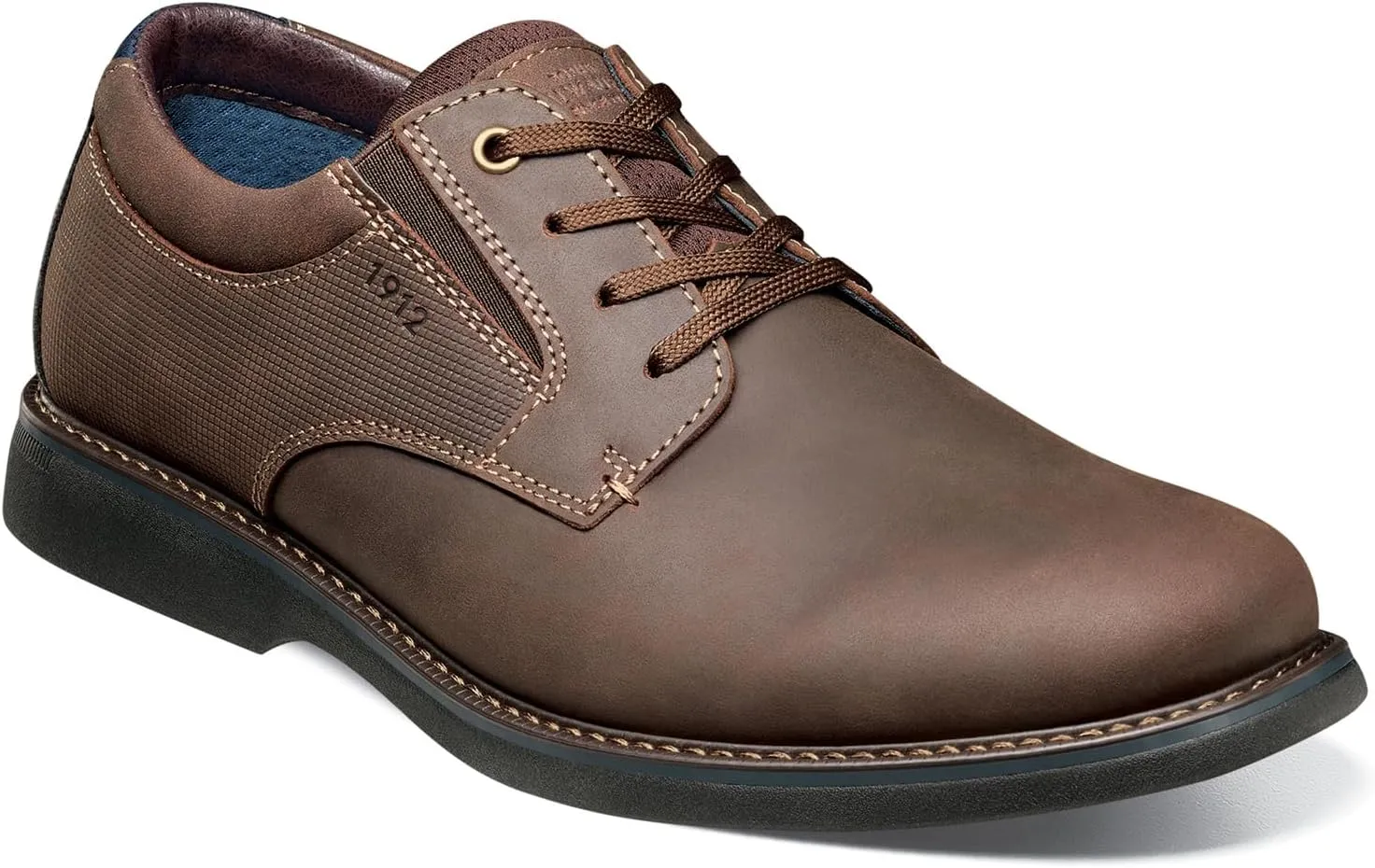 Nunn Bush Men's Otto Plain Toe Oxford Leather Lace Up with Lightweight Sole