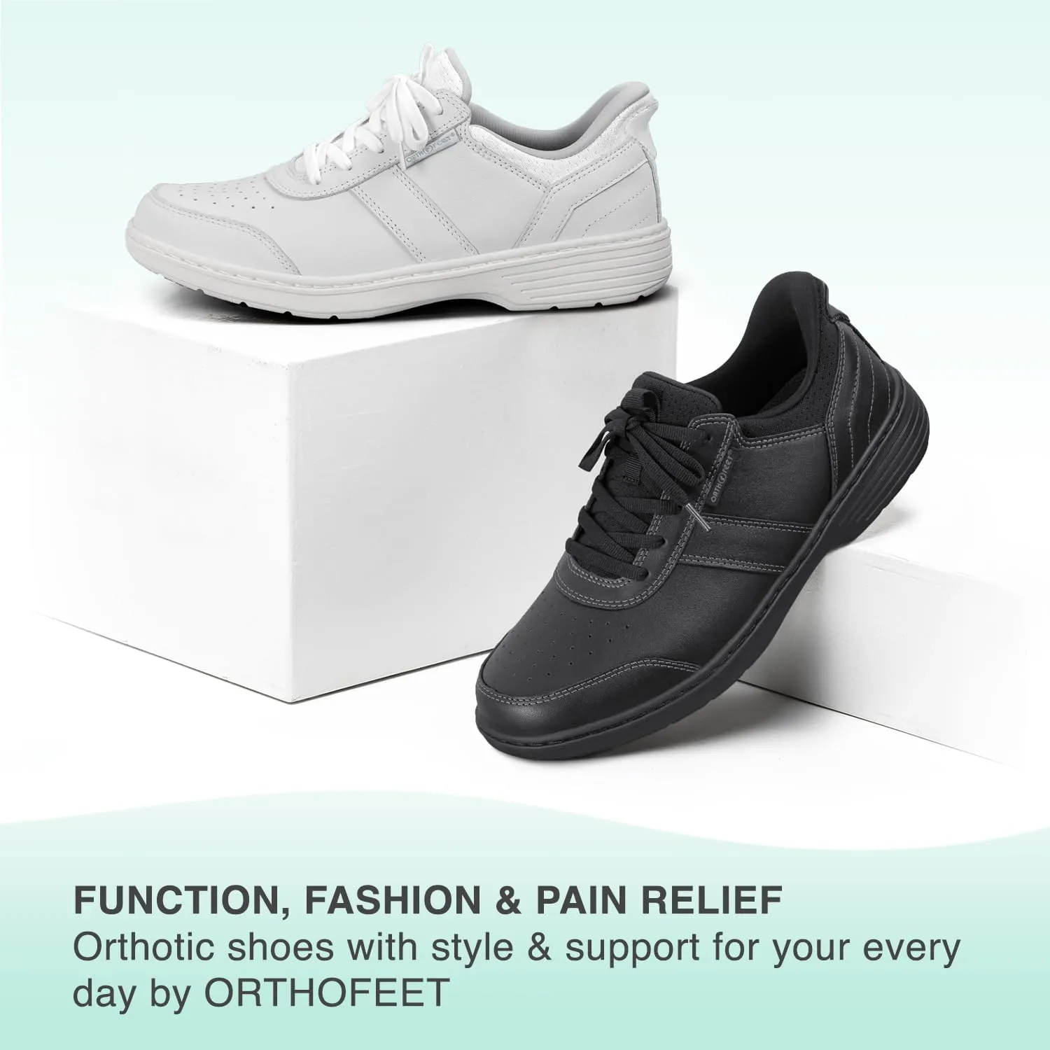 Orthofeet Men's Orthopedic Black Leather Pierre Hands-Free Casual Shoe