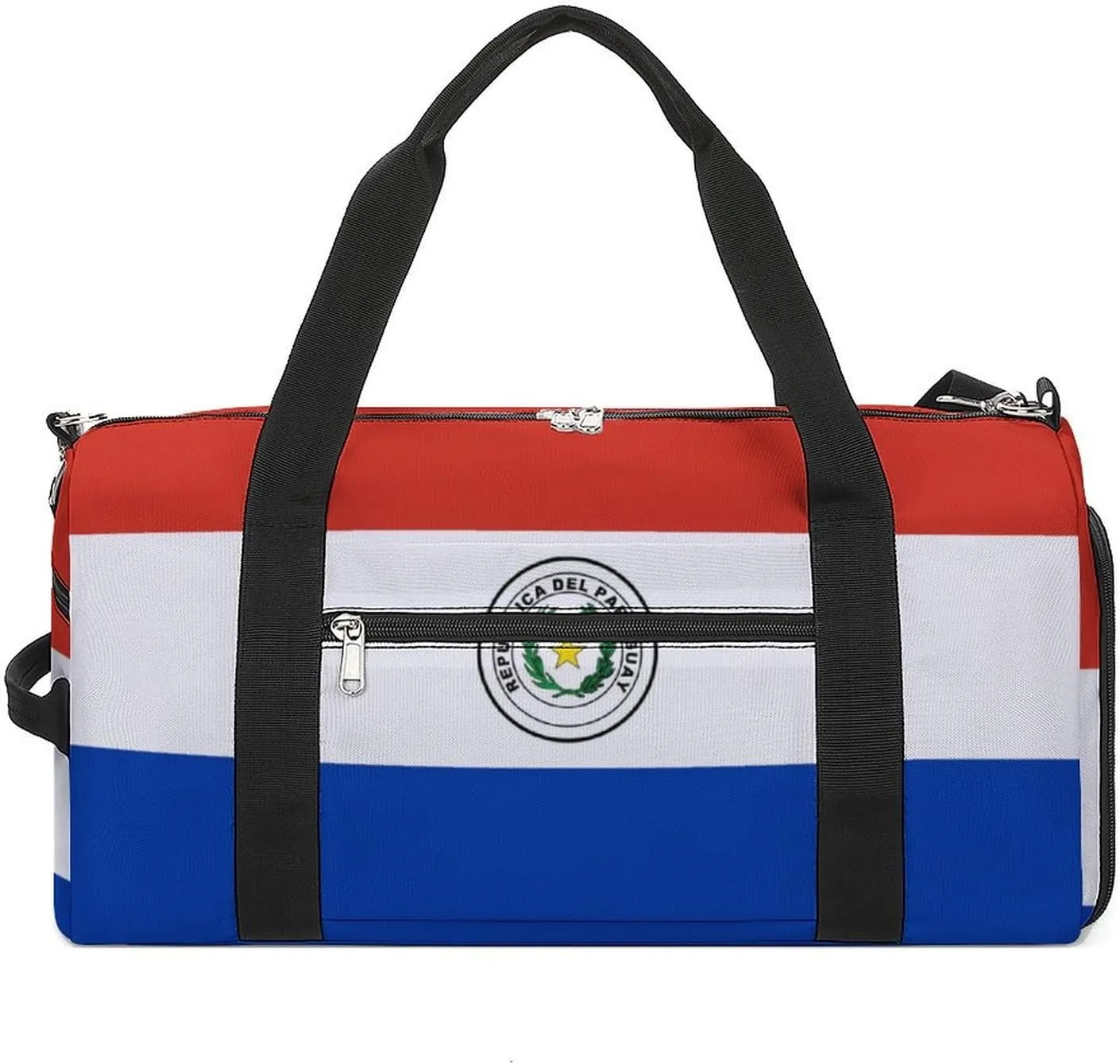 Paraguay Flag Gym Duffel for Boys Girls with Shoe Compartment and Wet Pocket