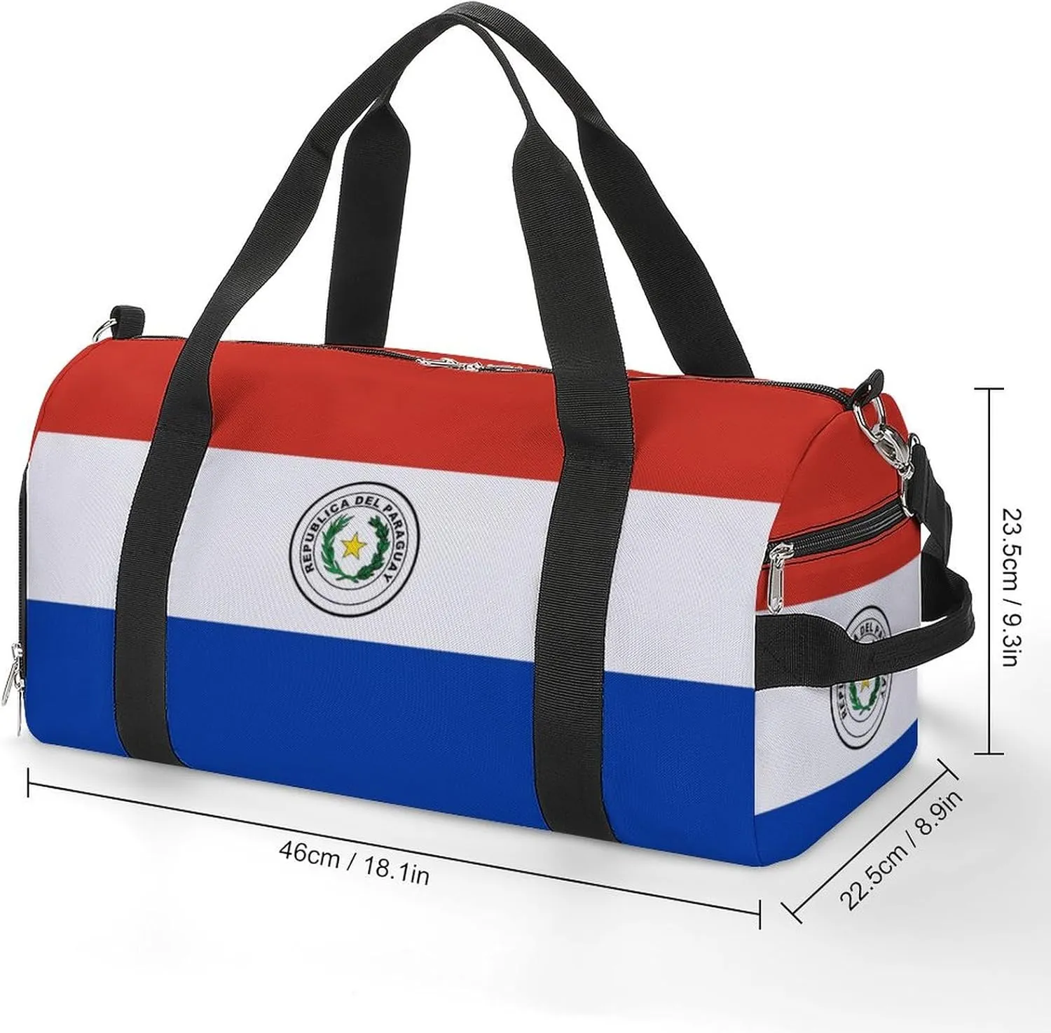 Paraguay Flag Gym Duffel for Boys Girls with Shoe Compartment and Wet Pocket