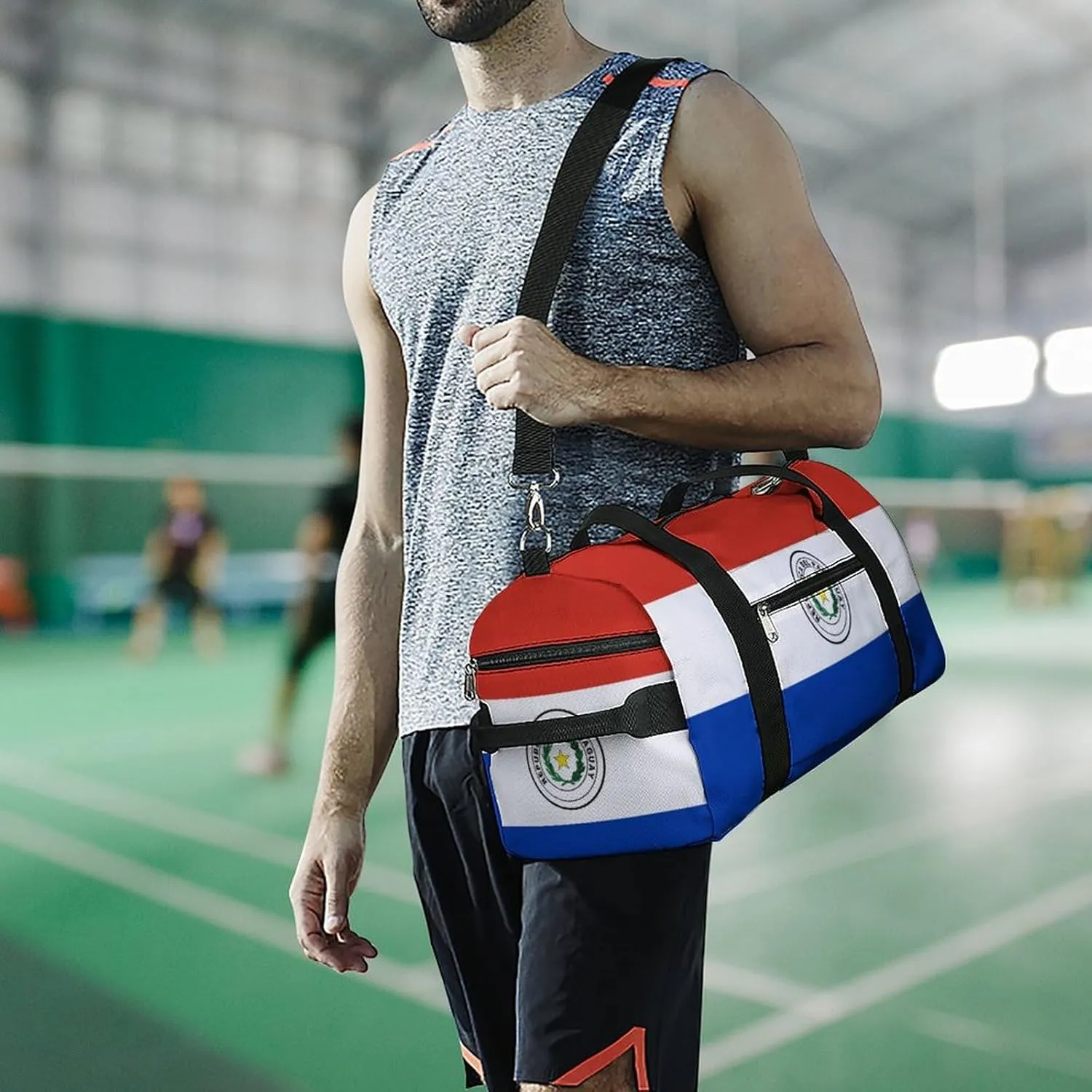 Paraguay Flag Gym Duffel for Boys Girls with Shoe Compartment and Wet Pocket