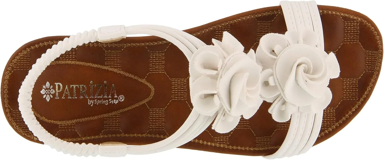 PATRIZIA Spring Step Nectarine Sandals for Womens - Ladies Sandals with Chic Flower Grabbing t-Straps - Casuals Womens Sandals with Stretch Back Strap