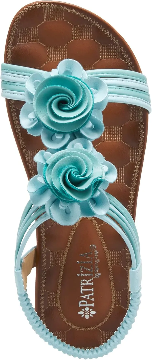PATRIZIA Spring Step Nectarine Sandals for Womens - Ladies Sandals with Chic Flower Grabbing t-Straps - Casuals Womens Sandals with Stretch Back Strap