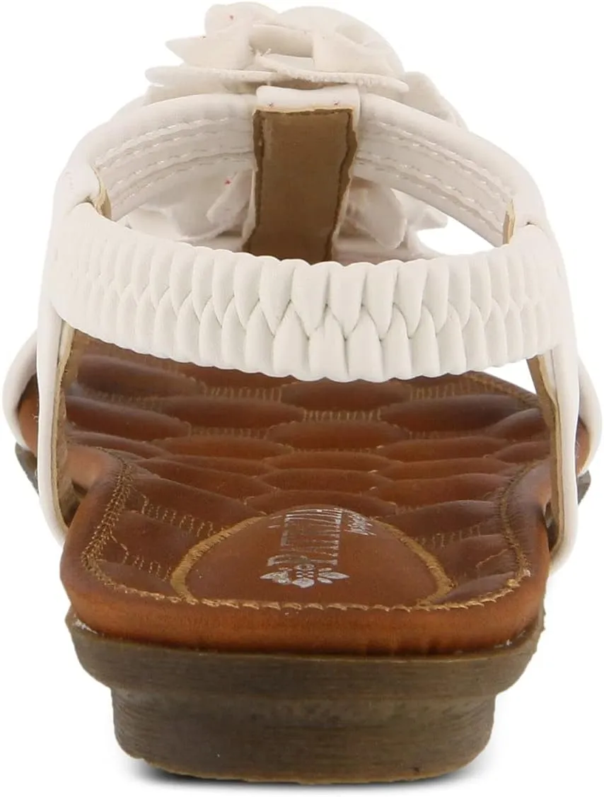 PATRIZIA Spring Step Nectarine Sandals for Womens - Ladies Sandals with Chic Flower Grabbing t-Straps - Casuals Womens Sandals with Stretch Back Strap