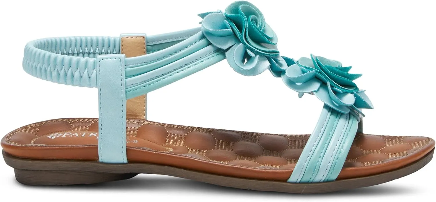 PATRIZIA Spring Step Nectarine Sandals for Womens - Ladies Sandals with Chic Flower Grabbing t-Straps - Casuals Womens Sandals with Stretch Back Strap