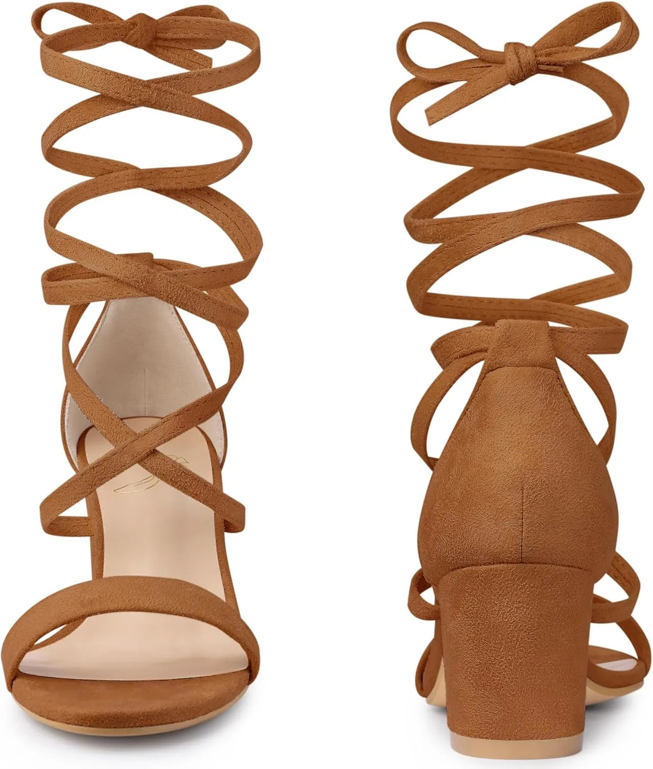 Perphy Lace Up Chunky Mid Heels Sandal for Women