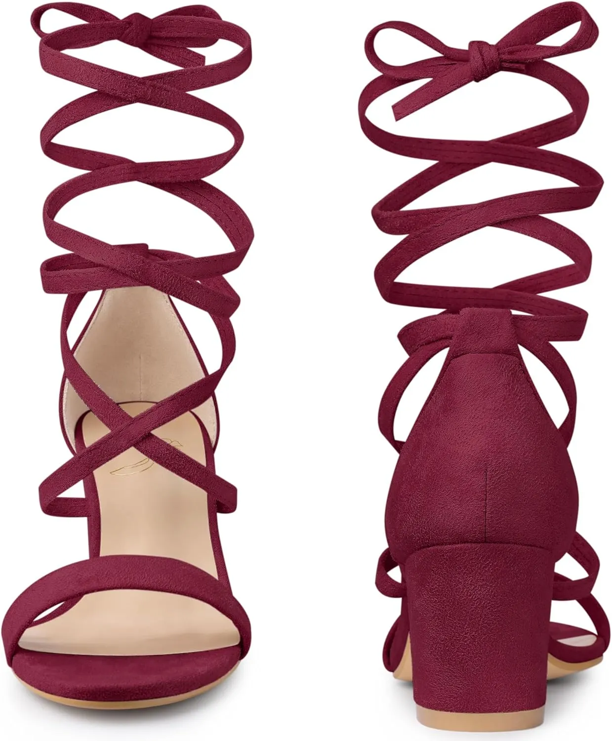 Perphy Lace Up Chunky Mid Heels Sandal for Women