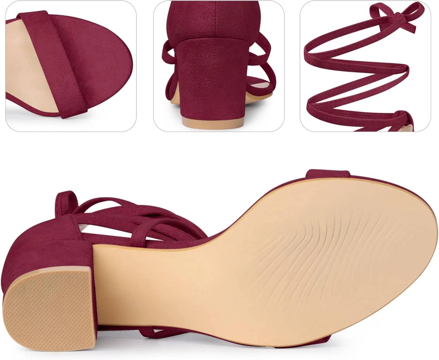 Perphy Lace Up Chunky Mid Heels Sandal for Women