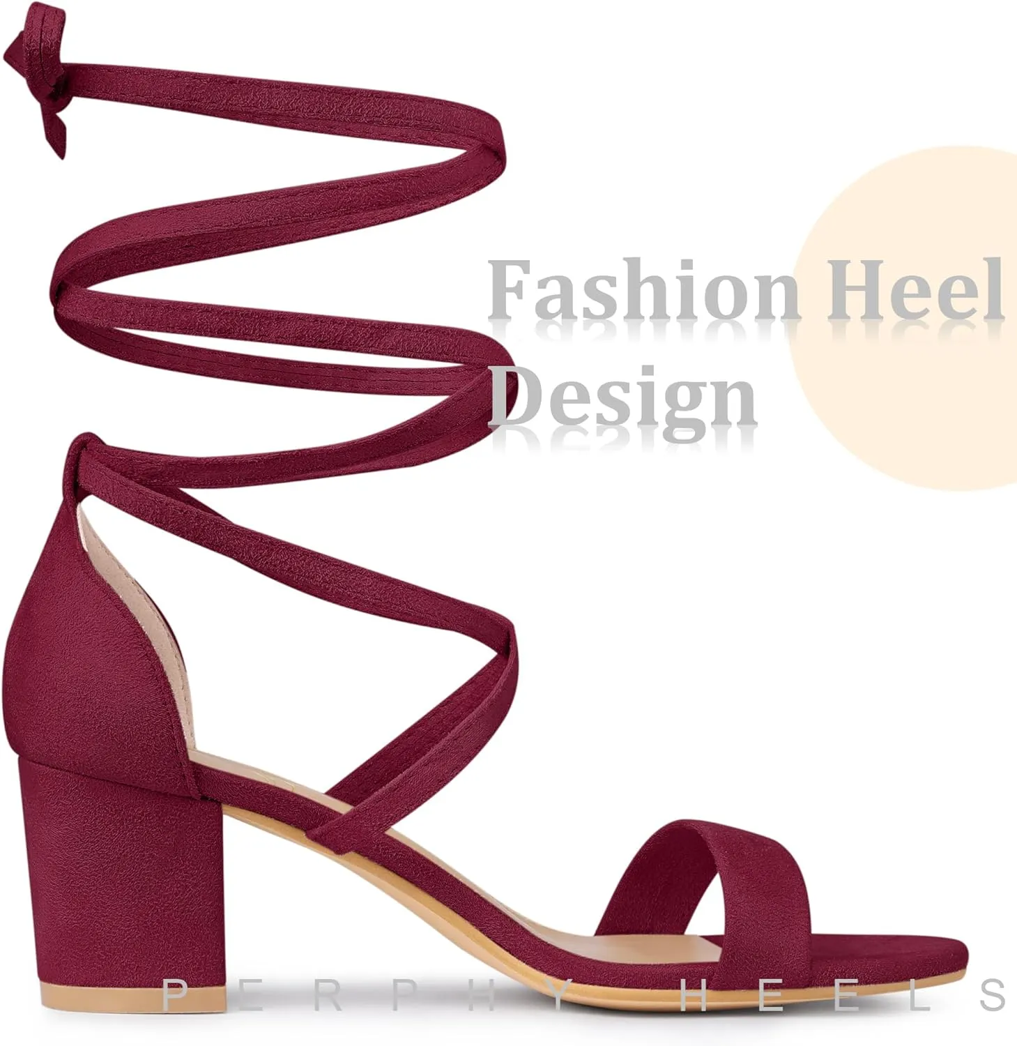 Perphy Lace Up Chunky Mid Heels Sandal for Women