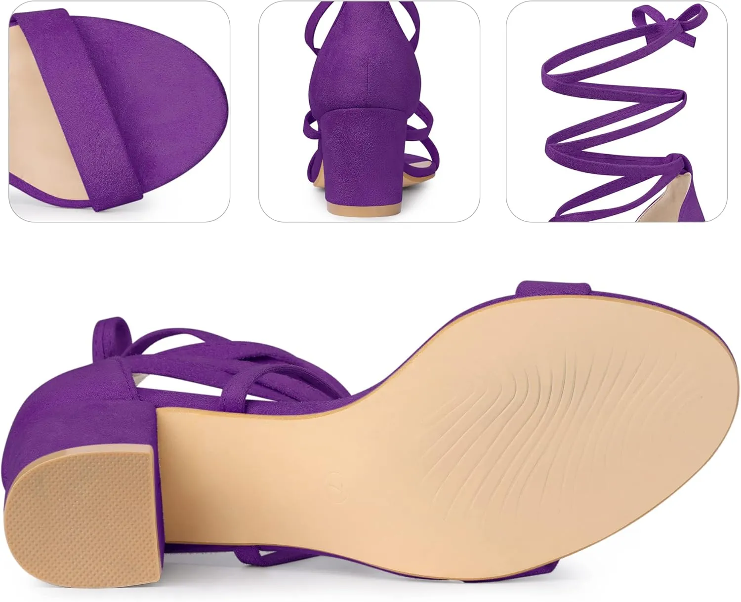 Perphy Lace Up Chunky Mid Heels Sandal for Women