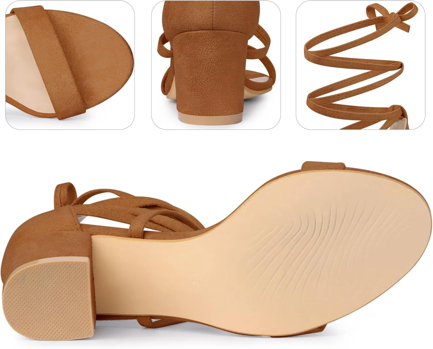 Perphy Lace Up Chunky Mid Heels Sandal for Women