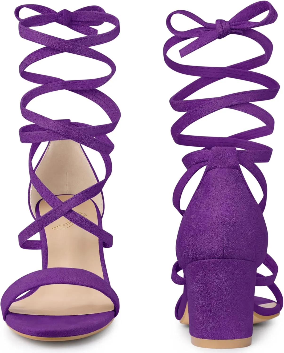 Perphy Lace Up Chunky Mid Heels Sandal for Women