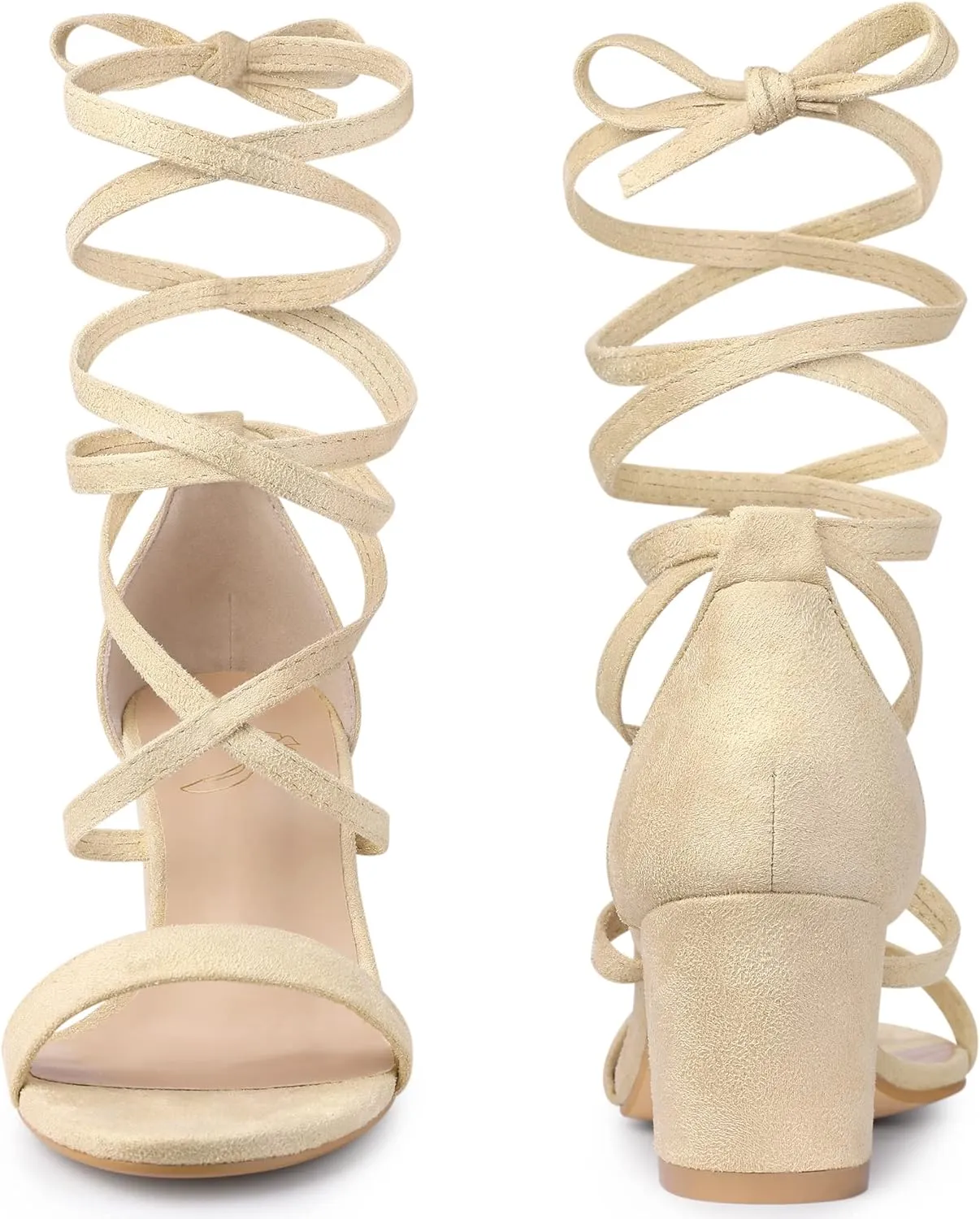 Perphy Lace Up Chunky Mid Heels Sandal for Women