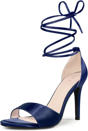 Perphy Lace Up Satin Heel Stiletto Heel Sandals for Women
