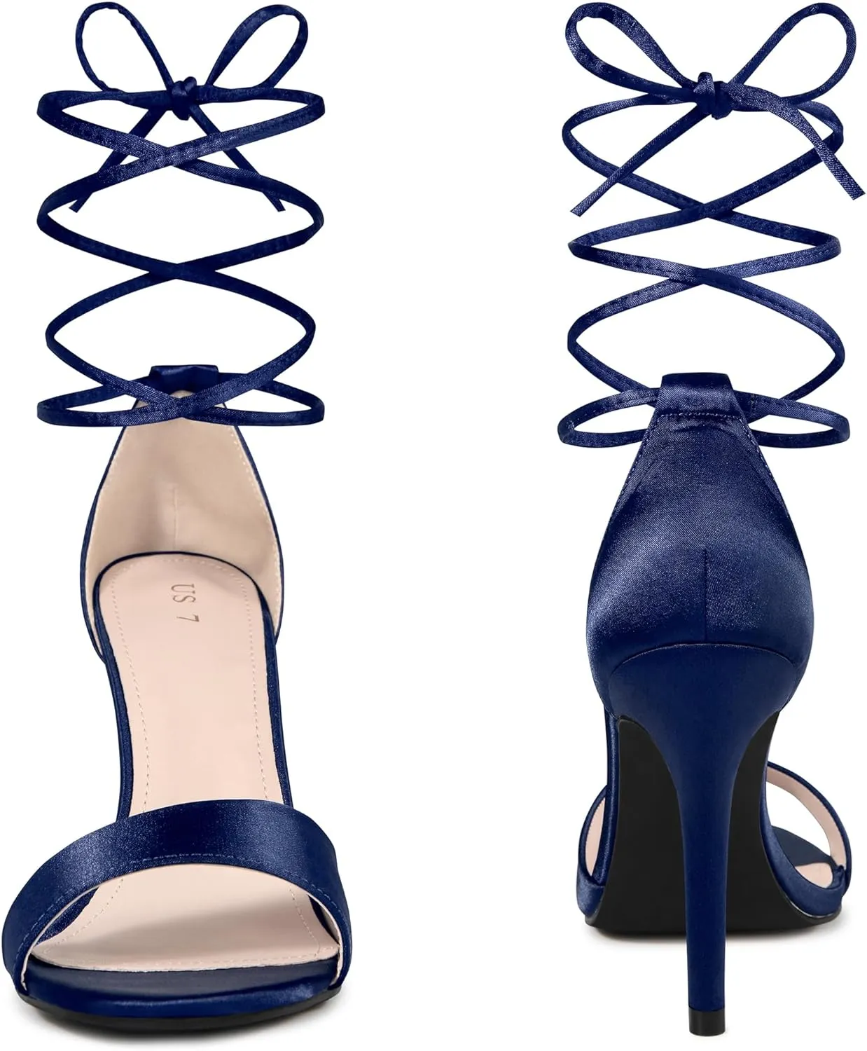 Perphy Lace Up Satin Heel Stiletto Heel Sandals for Women