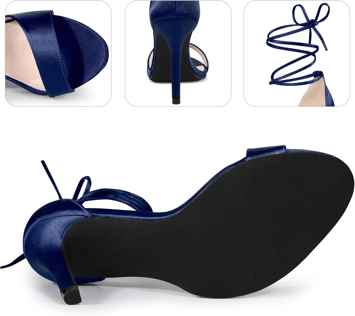 Perphy Lace Up Satin Heel Stiletto Heel Sandals for Women
