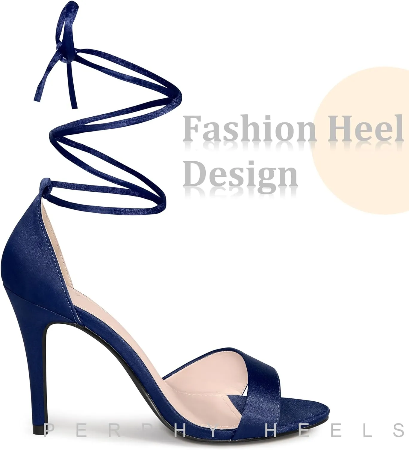 Perphy Lace Up Satin Heel Stiletto Heel Sandals for Women