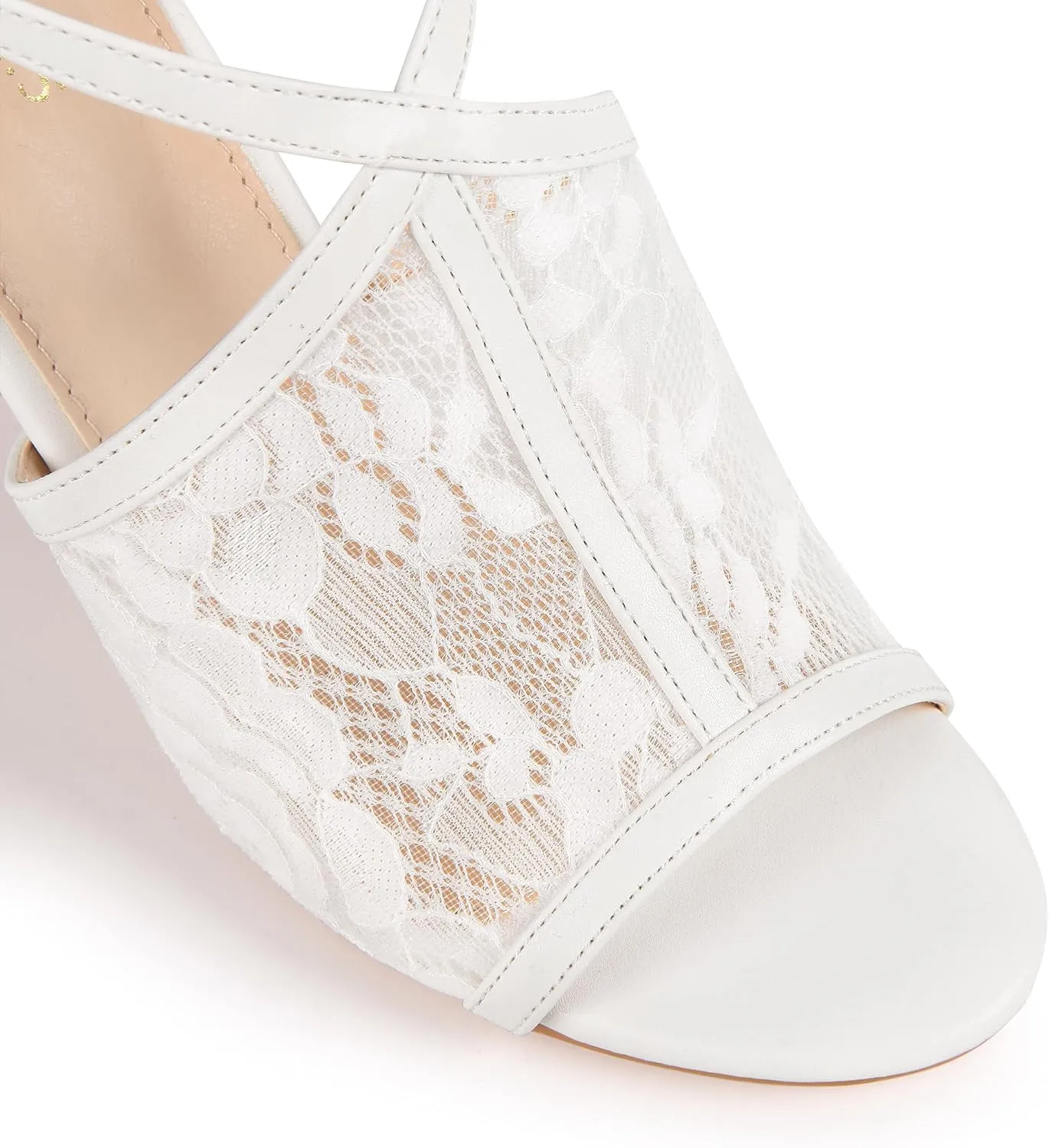 Perphy Peep Toe Stiletto Heel Ankle Strap Lace Heel Sandals for Women