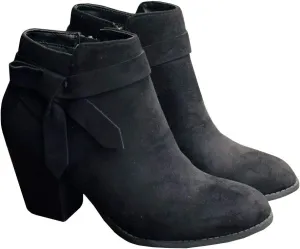PiePieBuy Women's Tie Knot Chelsea Pump Ankle Boots Closed Toe Stacked Heel Booties Shoes