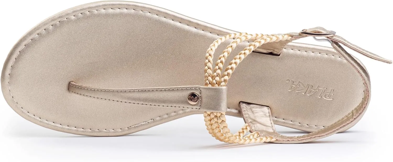 Plaka Rappel Women's Flat Sandals - Stylish and Dressy Womens Thong Sandals with Adjustable Buckle, Comfortable Strappy Rope Summer Sandals