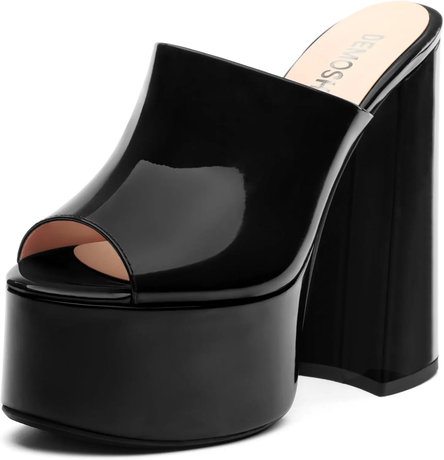 Platform Chunky Heels Sandals for Women Slip on Open Peep Toe Slide on Block High Heels Sexy Club Party Candies Shoes 6 Inch