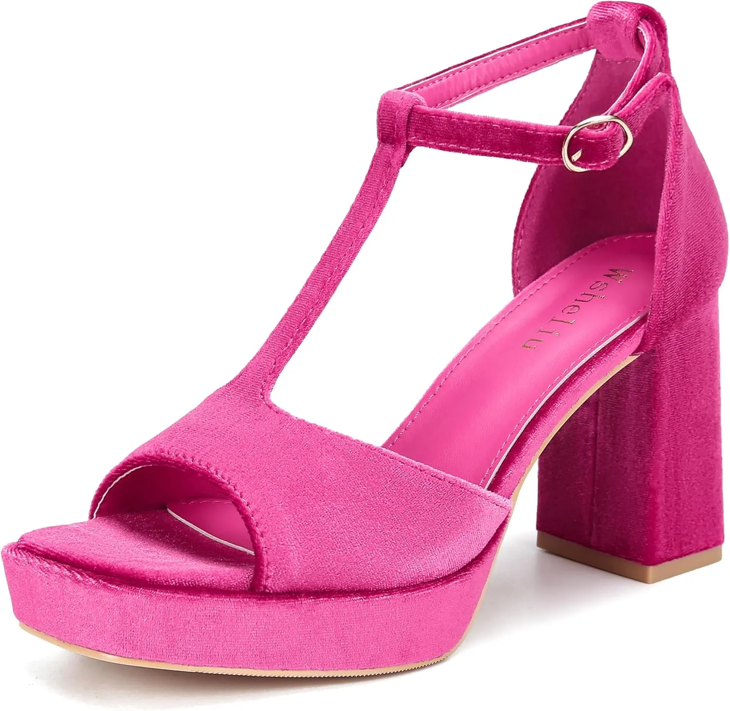 Platform Heels Chunky Heel Platform Sandals Block Heeled Square Open Toe Pumps Ankle Strap Prom Party Wedding Dress Shoes for Women