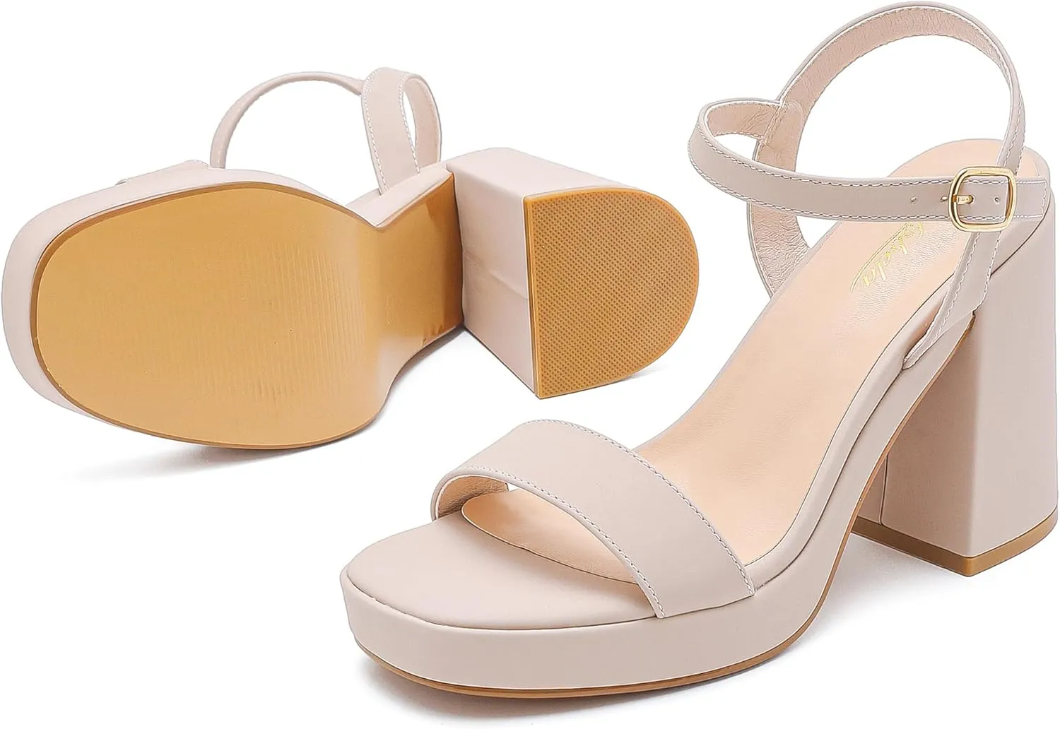 Platform Sandals Women Fashion Block Chunky Heeled Sandals Open Toe High Heels Evening Wedding Party Prom Dance Summer Ankle Strap Dress Shoes