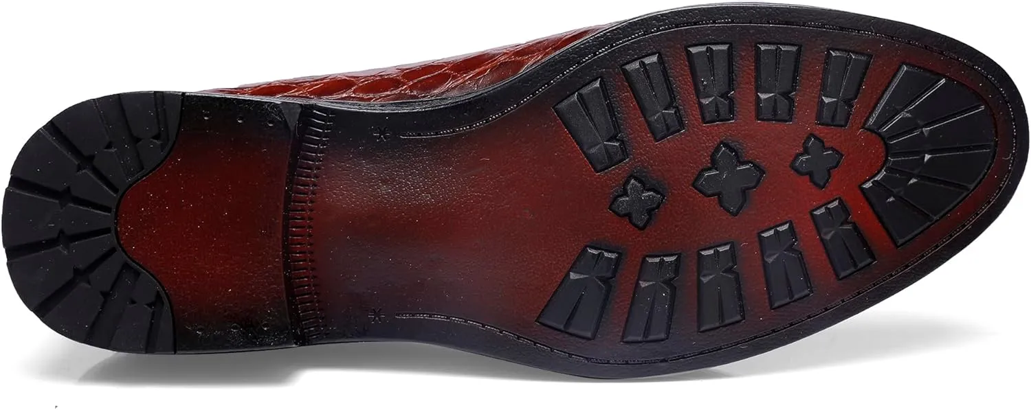 Premium Dress Shoes for Men, Classic Alligator Printed Business Leather Dress Slip on Loafer Shoes for Mens