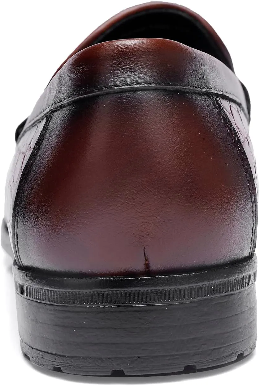 Premium Dress Shoes for Men, Classic Alligator Printed Business Leather Dress Slip on Loafer Shoes for Mens